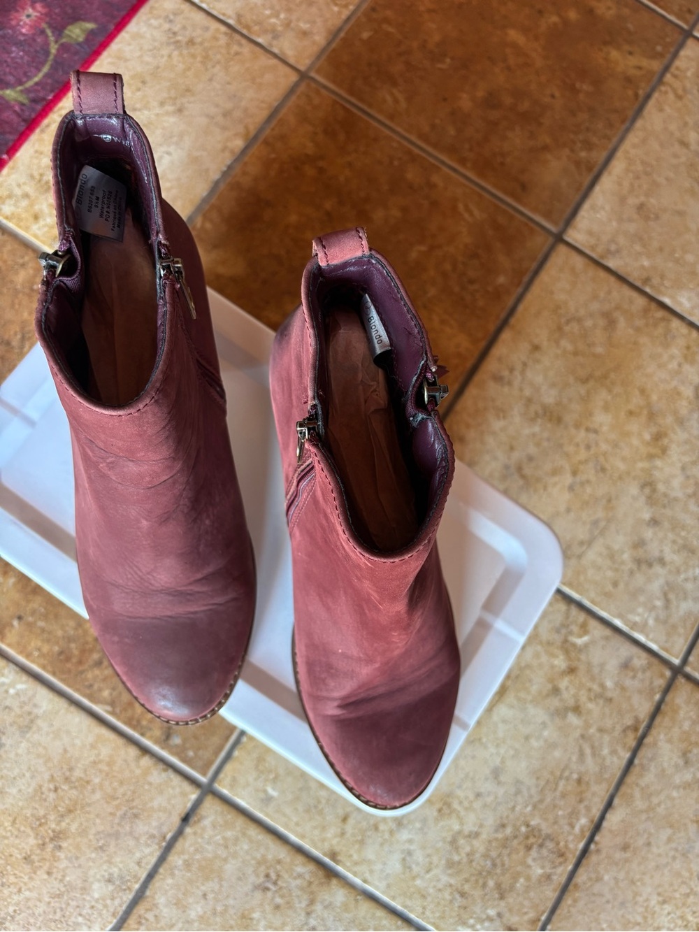 Blondo Dusty Rose Leather Ankle Booties with Side Zips